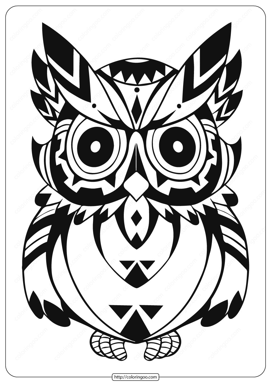 Free Printable Owl Animal Coloring Page – 002