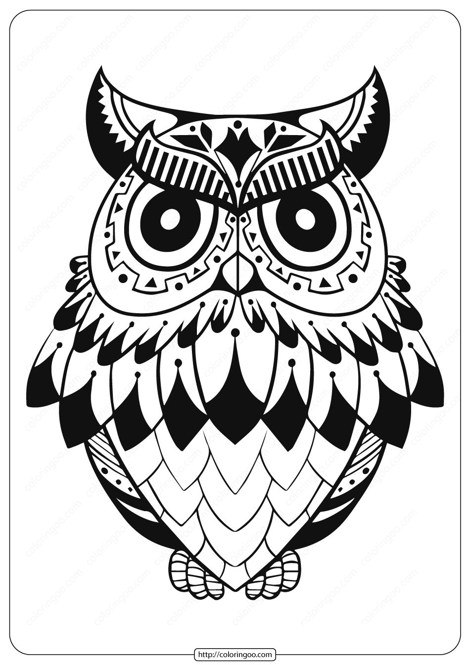 Free Printable Owl Animal Coloring Page – 003