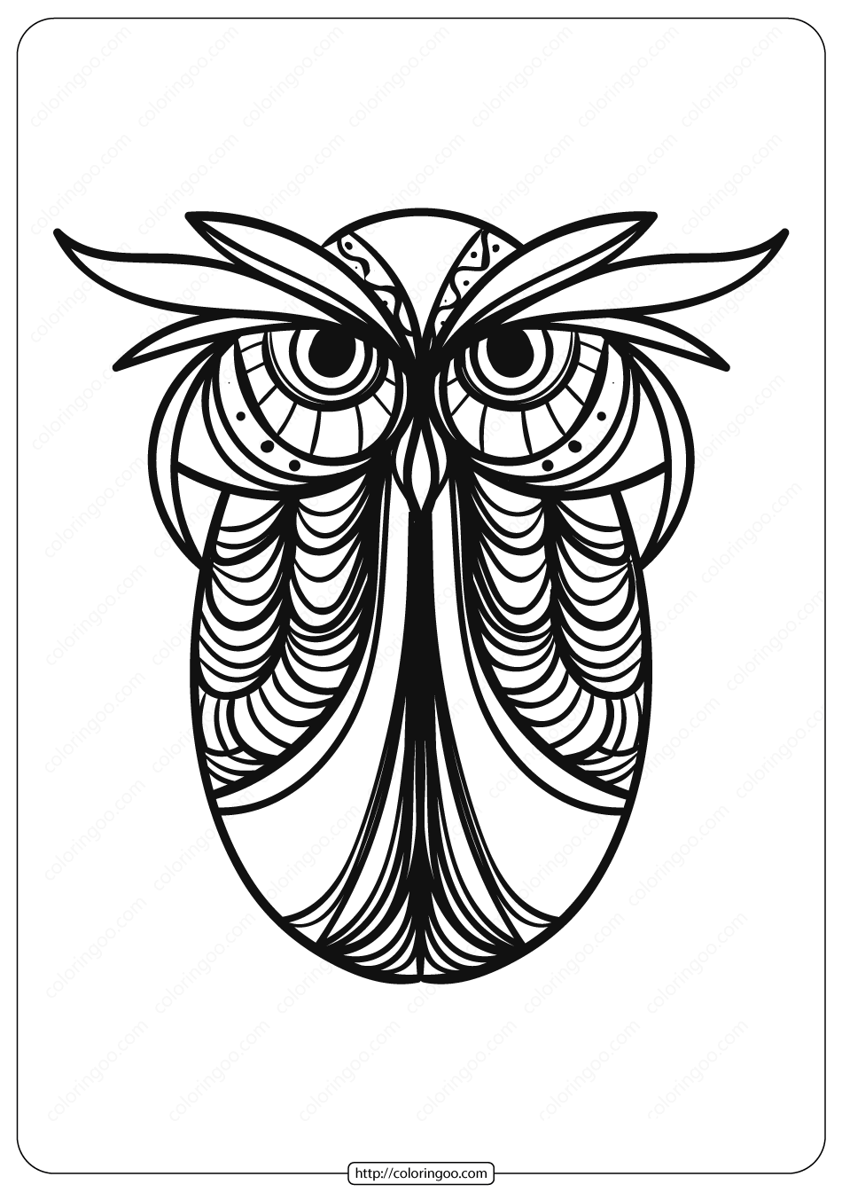Free Printable Owl Animal Coloring Page – 007