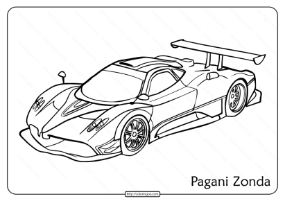 free printable pagani zonda pdf coloring page