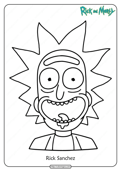 free printable rick sanchez pdf coloring page