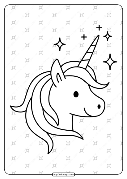 free printable sparkling unicorn pdf coloring page