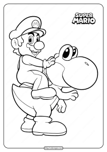 Free Printable Super Mario and Yoshi Coloring Page