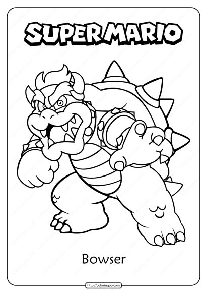 free printable super mario bowser pdf coloring page