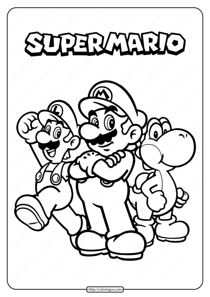 free printable super mario pdf coloring page