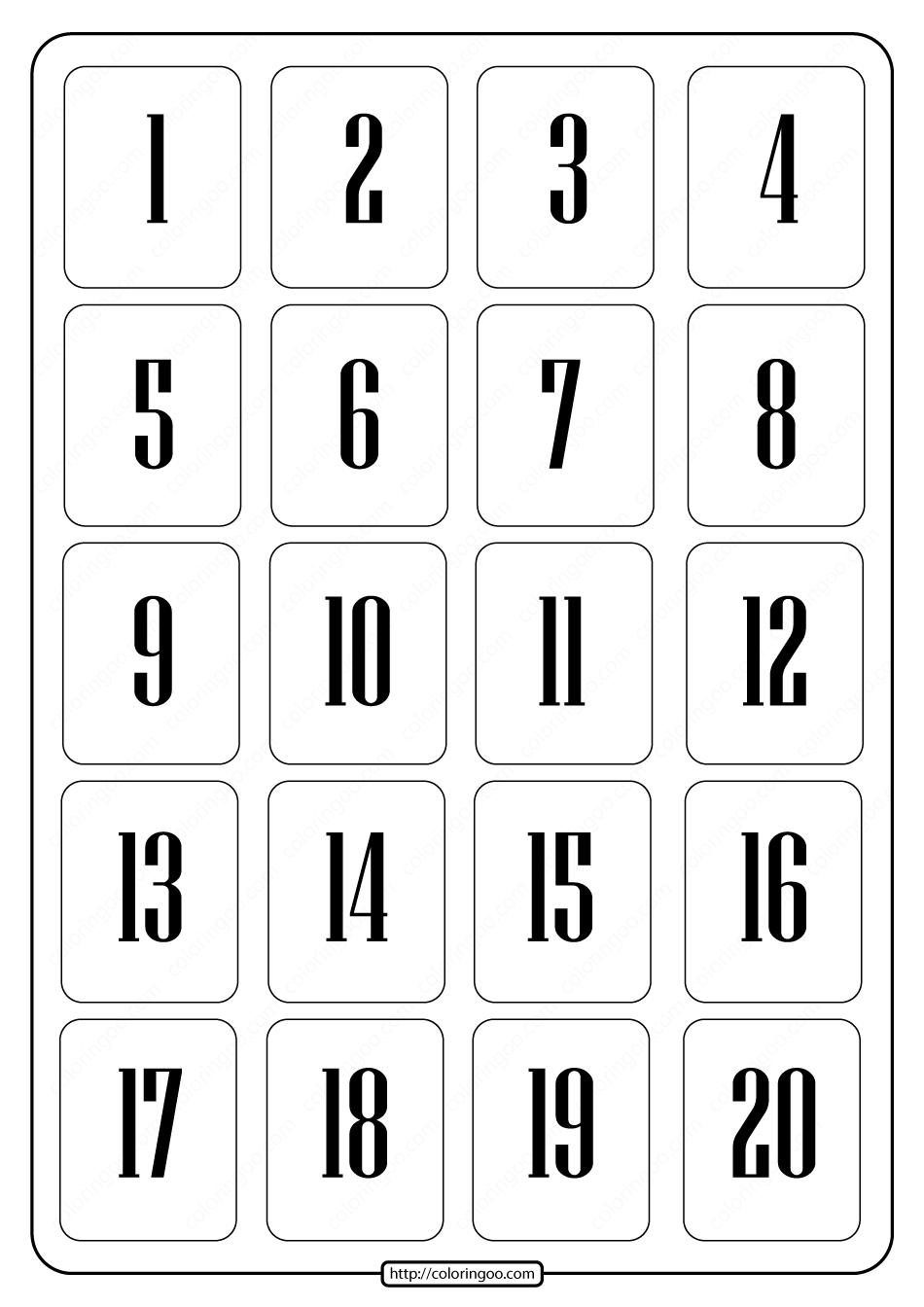 Printable 1 To 20 Rectangle Border Numbers Worksheet - vrogue.co