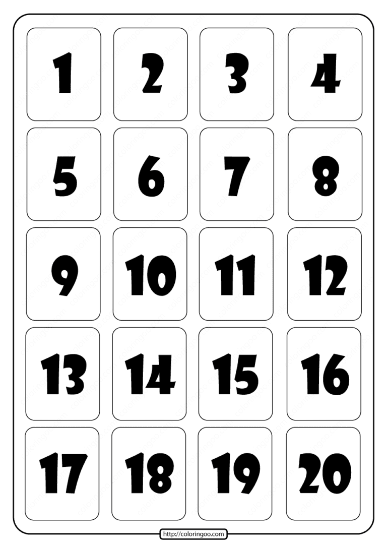 Printable 1 To 20 Rectangle Border Numbers Worksheet - vrogue.co