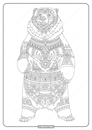 Printable illustration Bear Adult Coloring Page