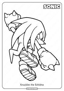 Printable Knuckles the Echidna Pdf Coloring Pages