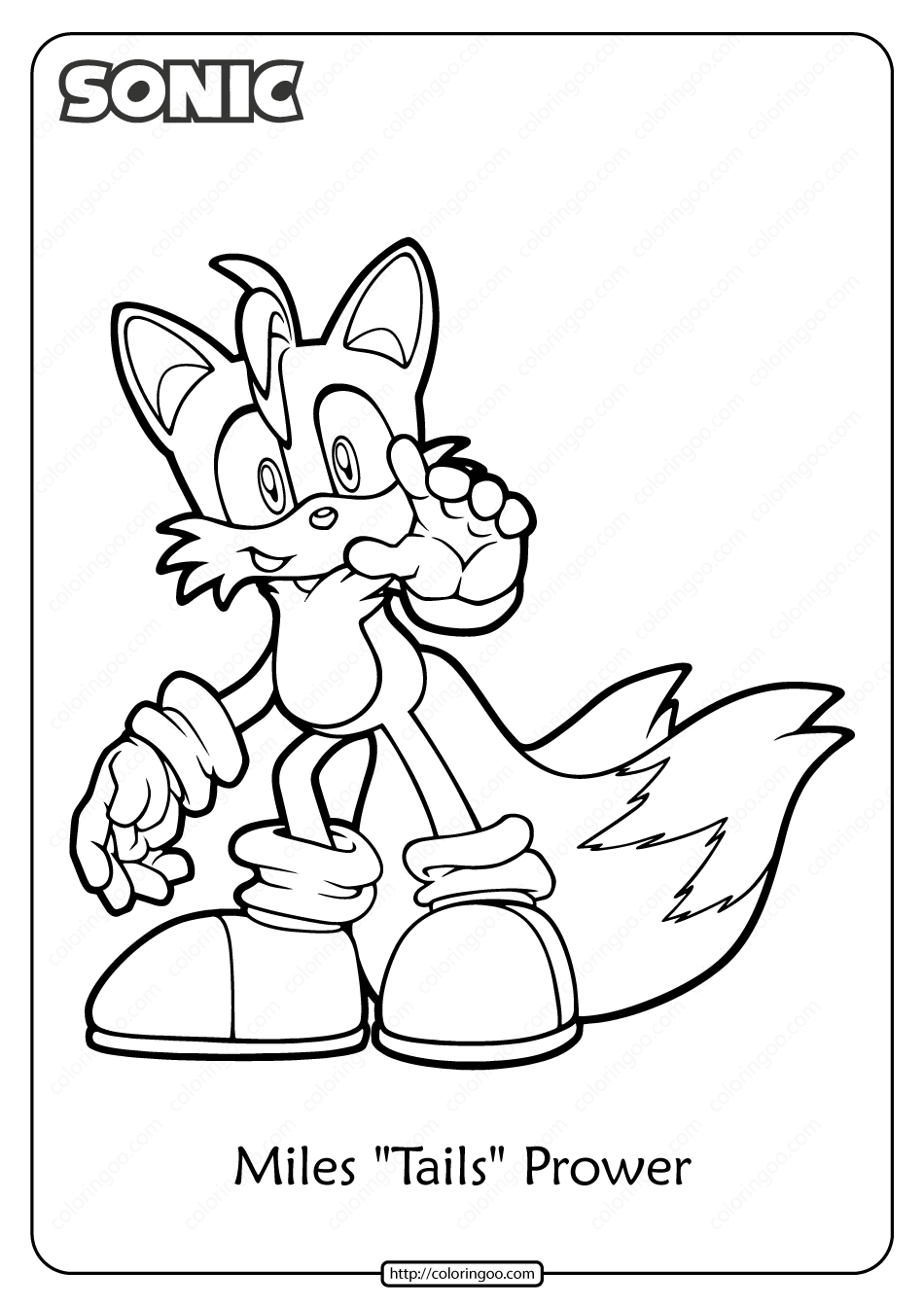 Printable Sonic Miles Tails Prower Coloring Page