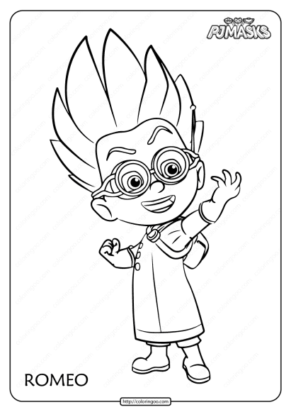 printable pj masks romeo pdf coloring page