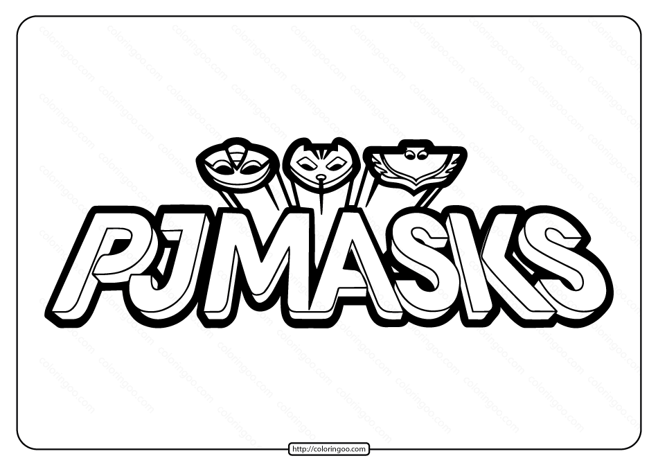 printable pjmasks logo black and white pdf outline