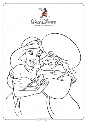 Printable Princess Jasmine Father's Day Coloring Page