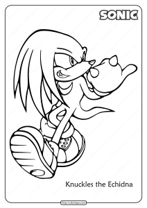 Printable Sonic Knuckles the Echidna Coloring Pages