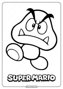 printable super mario goomba pdf coloring page