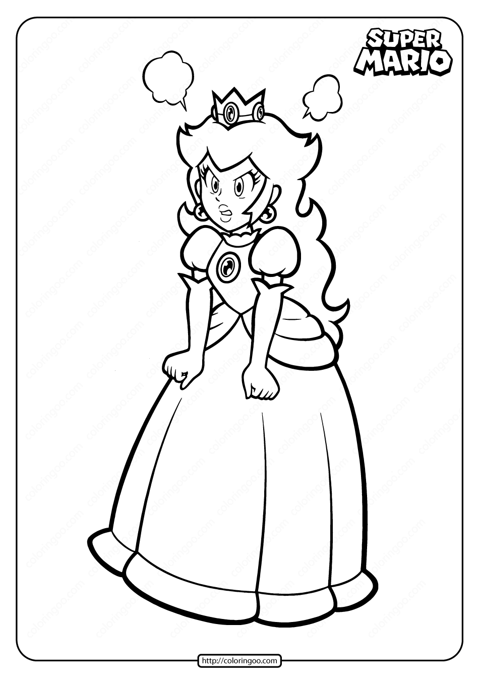 Printable Super Princess Peach Pdf Coloring Page