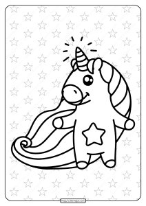 printable unicorn with star belly coloring page