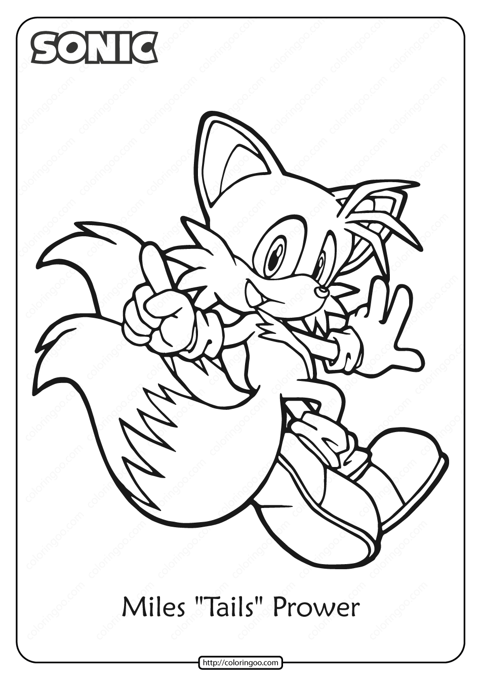 Sonic Miles Tails Prower Pdf Coloring Page