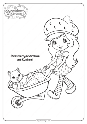 Strawberry Shortcake and Custard Coloring Page