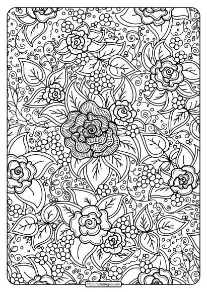 Free Printable Flower Pattern Coloring Page 01