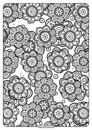 Free Printable Flower Pattern Coloring Page 02