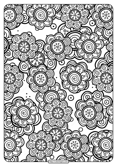 Free Printable Flower Pattern Coloring Page 02