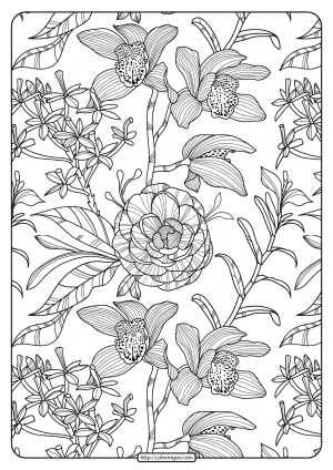 Free Printable Flower Pattern Coloring Page 03