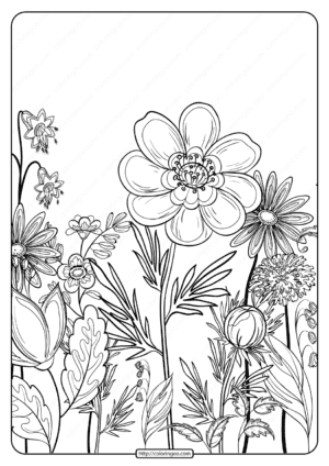 Free Printable Flower Pattern Coloring Page 07