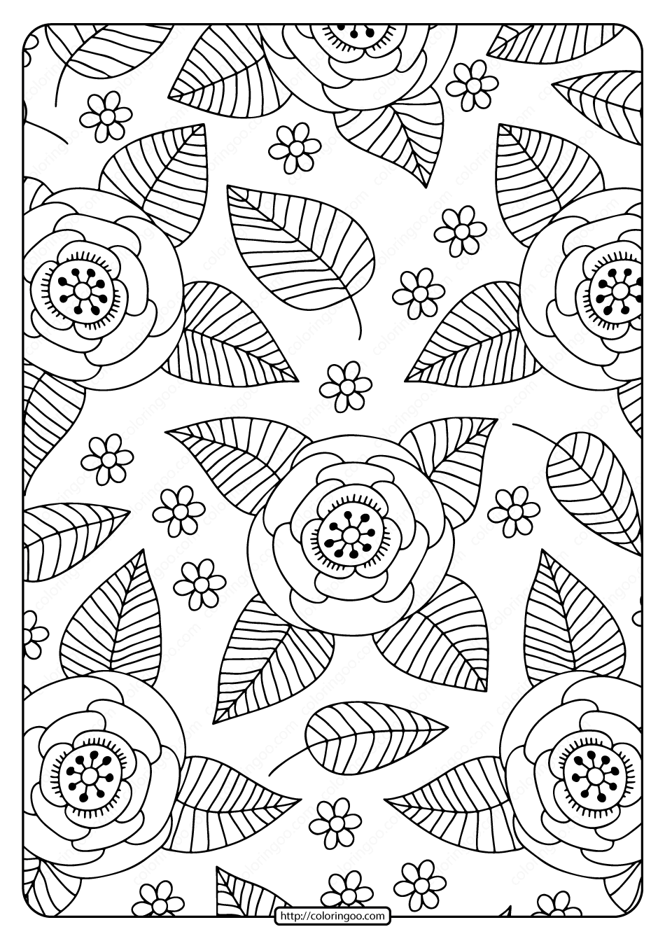Free Printable Flower Pattern Coloring Page 08