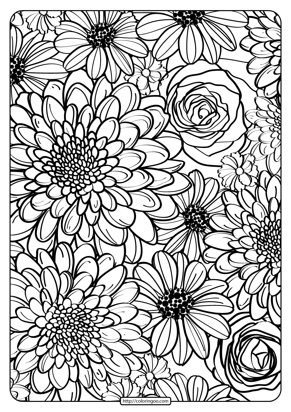 Free Printable Flower Pattern Coloring Page 11