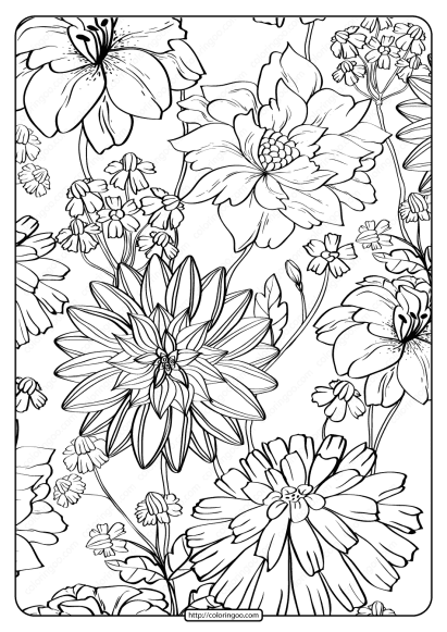 Free Printable Flower Pattern Coloring Page 13