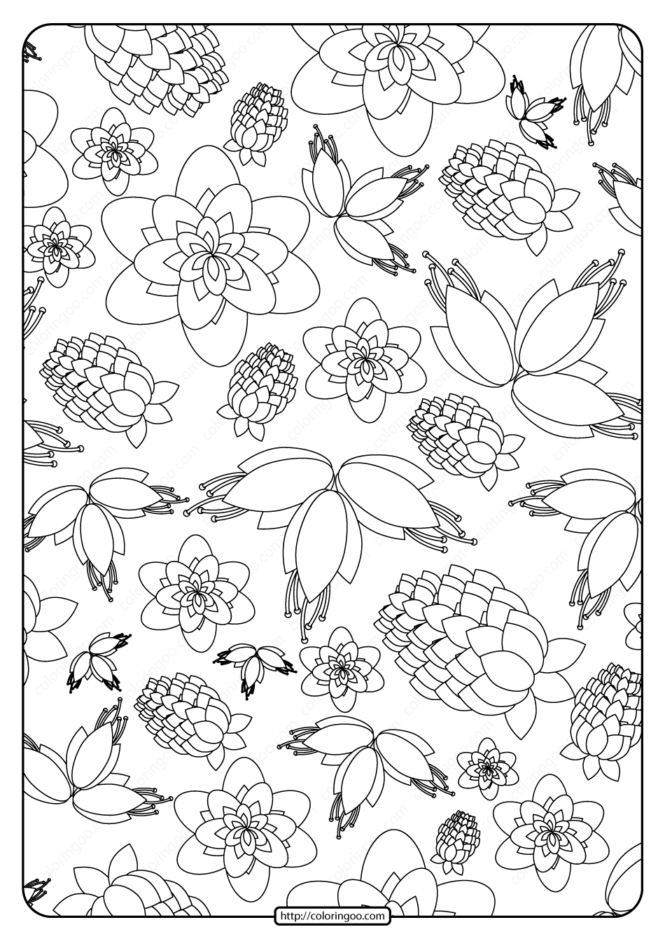 Free Printable Flower Pattern Coloring Page 16