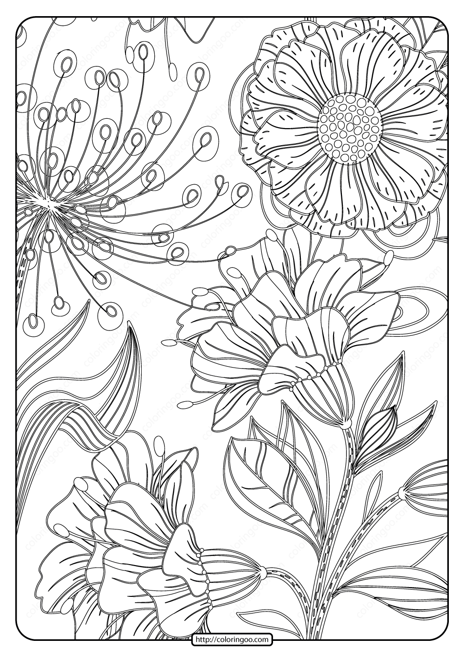 Free Printable Flower Pattern Coloring Page 17