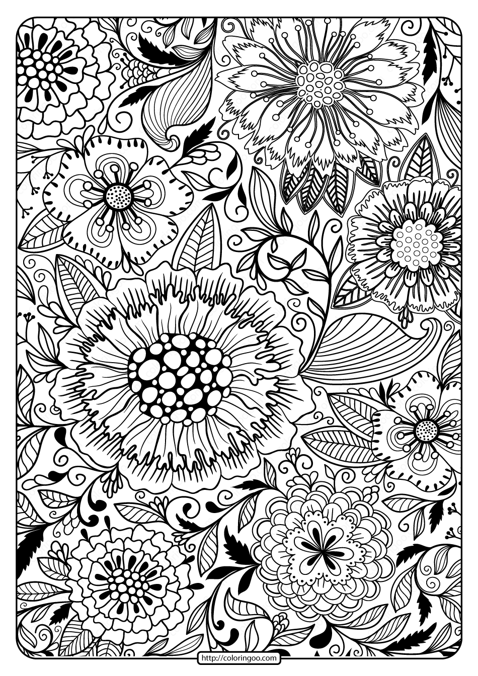 Free Printable Flower Pattern Coloring Page 18