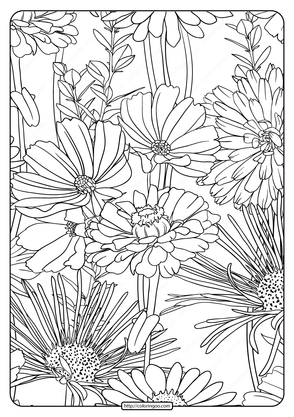 Free Printable Flower Pattern Coloring Page 20
