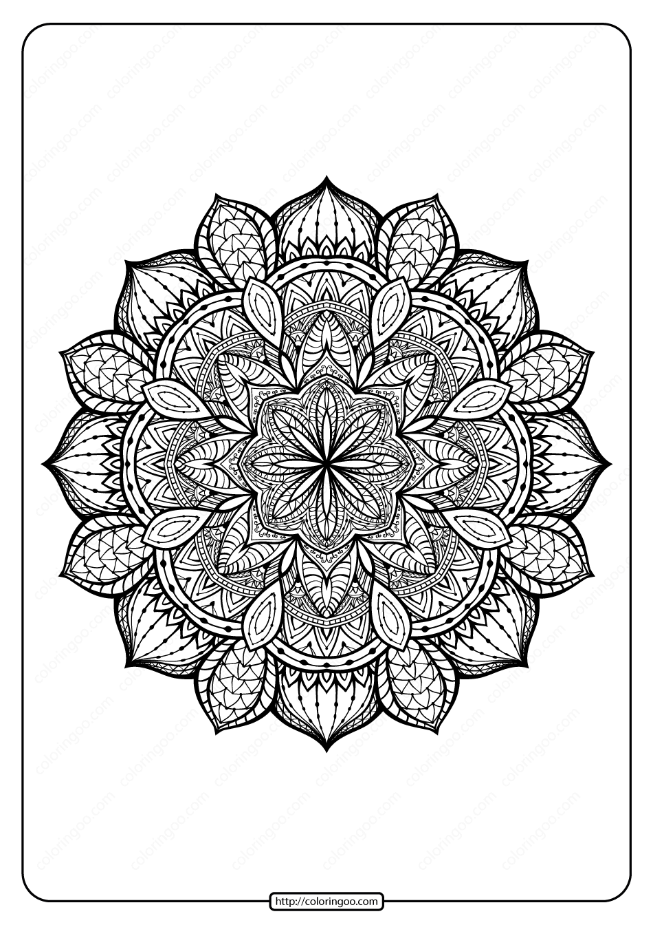Free Printable Mandala Pattern Coloring Page 46