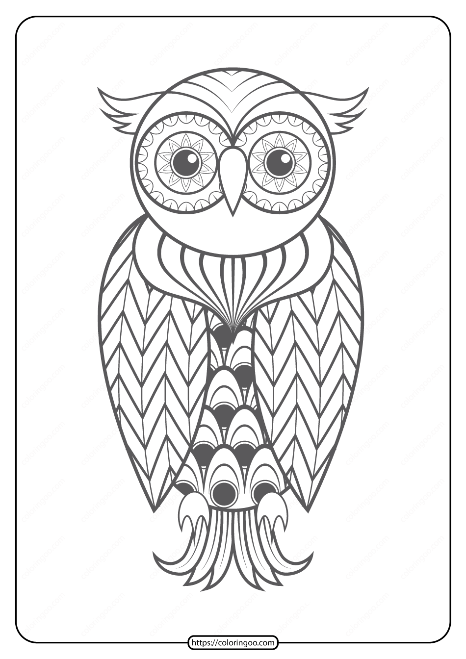 Free Printable Owl Pdf Animals Coloring Page 010