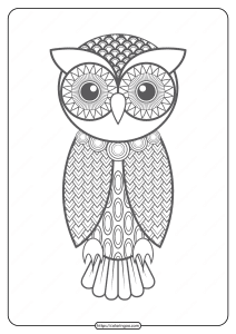 Free Printable Owl Pdf Animals Coloring Page 012