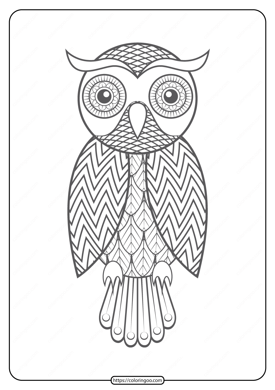 Free Printable Owl Pdf Animals Coloring Pages 014