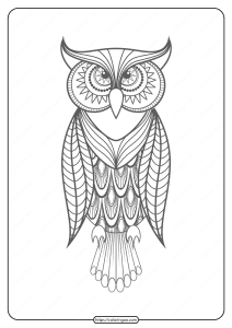 Free Printable Owl Pdf Animals Coloring Page 017