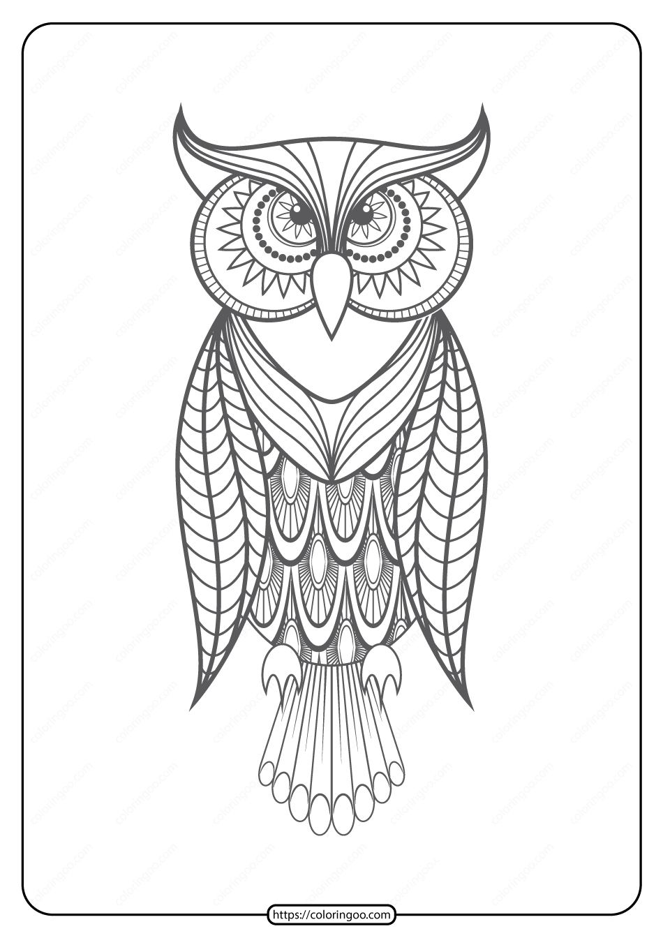 Free Printable Owl Pdf Animals Coloring Pages 017