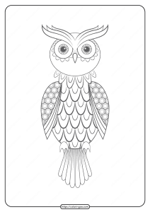 Free Printable Owl Pdf Animals Coloring Page 018