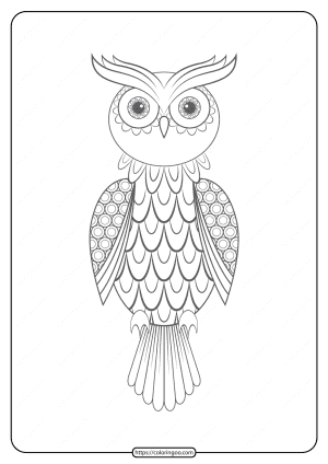 Free Printable Owl Pdf Animals Coloring Page 018