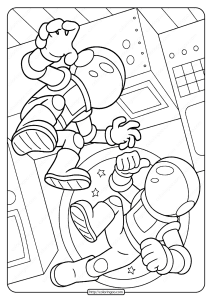 Free Printable Space Astronauts Pdf Coloring Page