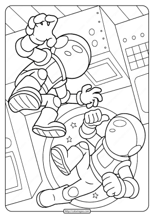 Free Printable Space Astronauts Pdf Coloring Page