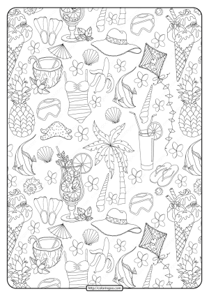 Free Printable Summer Collage Pdf Coloring Page