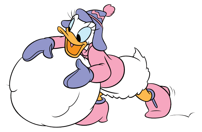 Daisy Duck Playing Snowball