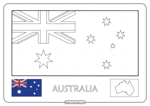 Printable Australia Flag and Map Outline Worksheet