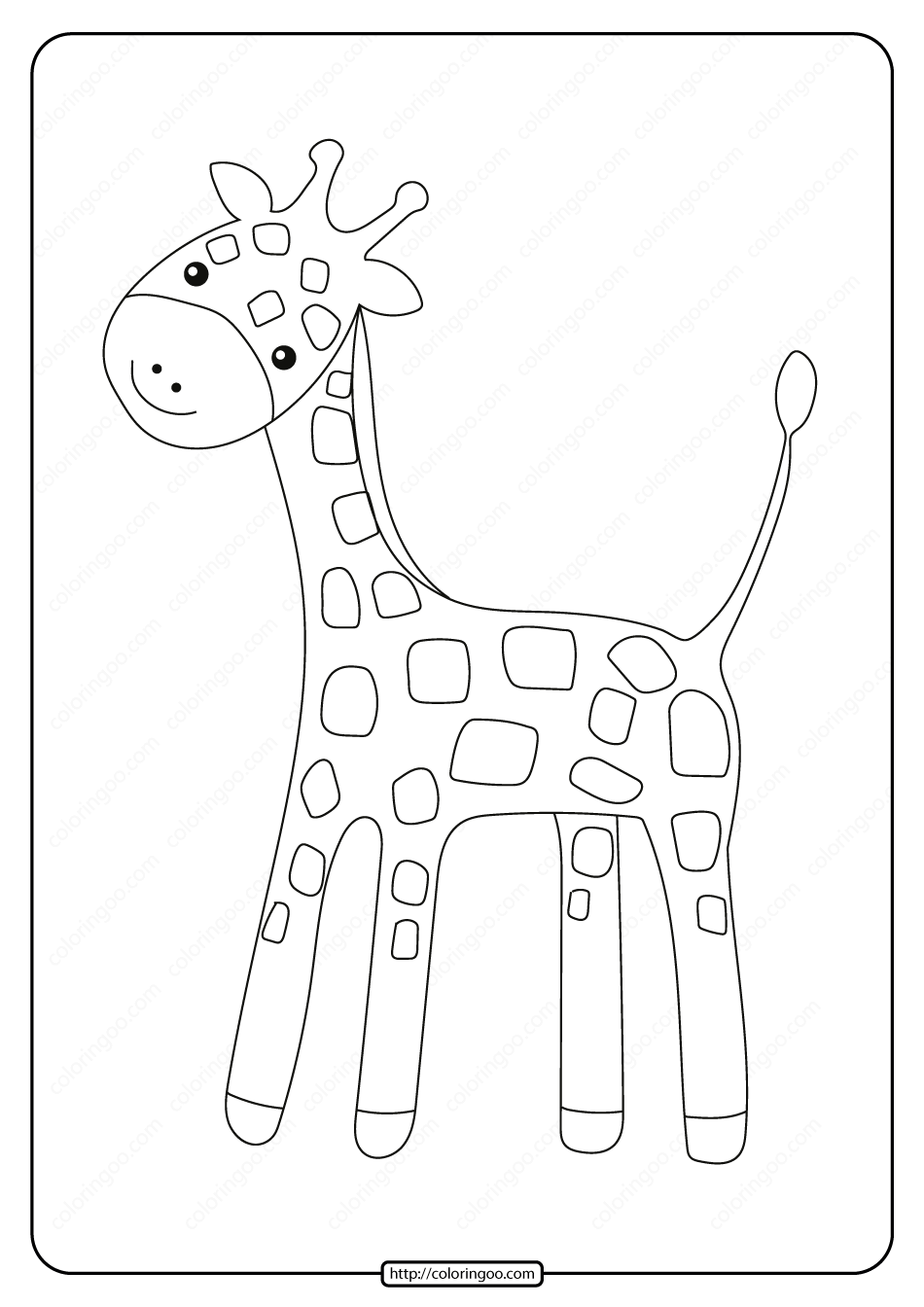 free printable baby giraffe pdf coloring page