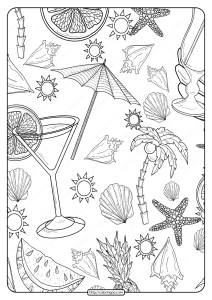 free printable beach pattern pdf coloring page